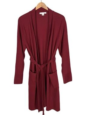 Underwriters 100%
Cashmere Burgundy Long
Duster Cardigan Robe Size L